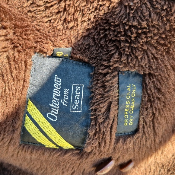 Vtg Sears Chocolate Brown Fur Corduroy Mens Barn Car Coat Size 40 S - Picture 3 of 6